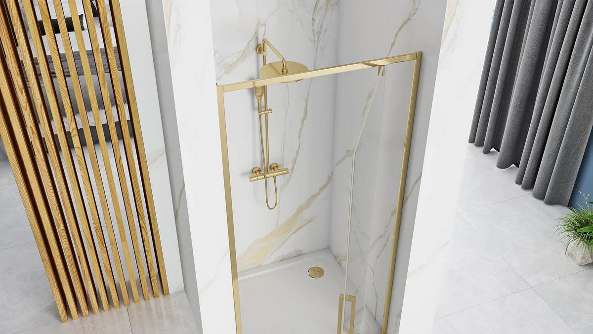 DUSCHTÜR Rea Rapid Swing Gold 100 - Goldfarben, Glas (100/195cm) - REA
