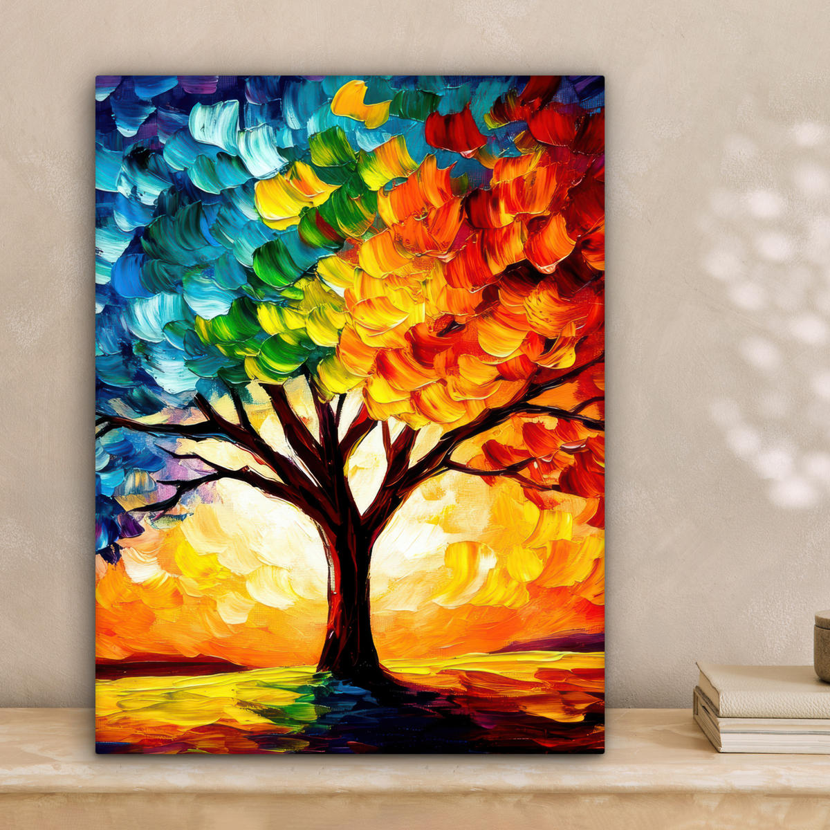 LEINWANDBILD - Baum - Kunst - Natur - Sonnenuntergang - 30x40 - Bilder - Multicolor, Textil (30/40cm) - MuchoWow