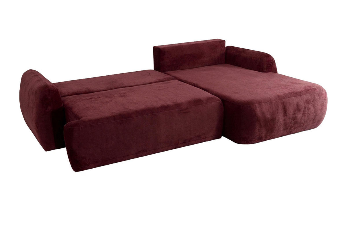 ECKSOFA Mit Schlaffunktion Und Bettkasten, Chenille-Stoff Perfecto, Rotwein, Rechts, HELA II - Weinrot, Holz (280/184cm) - Kaiser Möbel