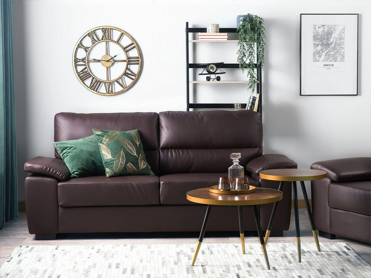 3-SITZER-SOFA Kunstleder Braun Vogar - Dunkelbraun, Kunststoff/Textil (195/90/74cm) - Beliani