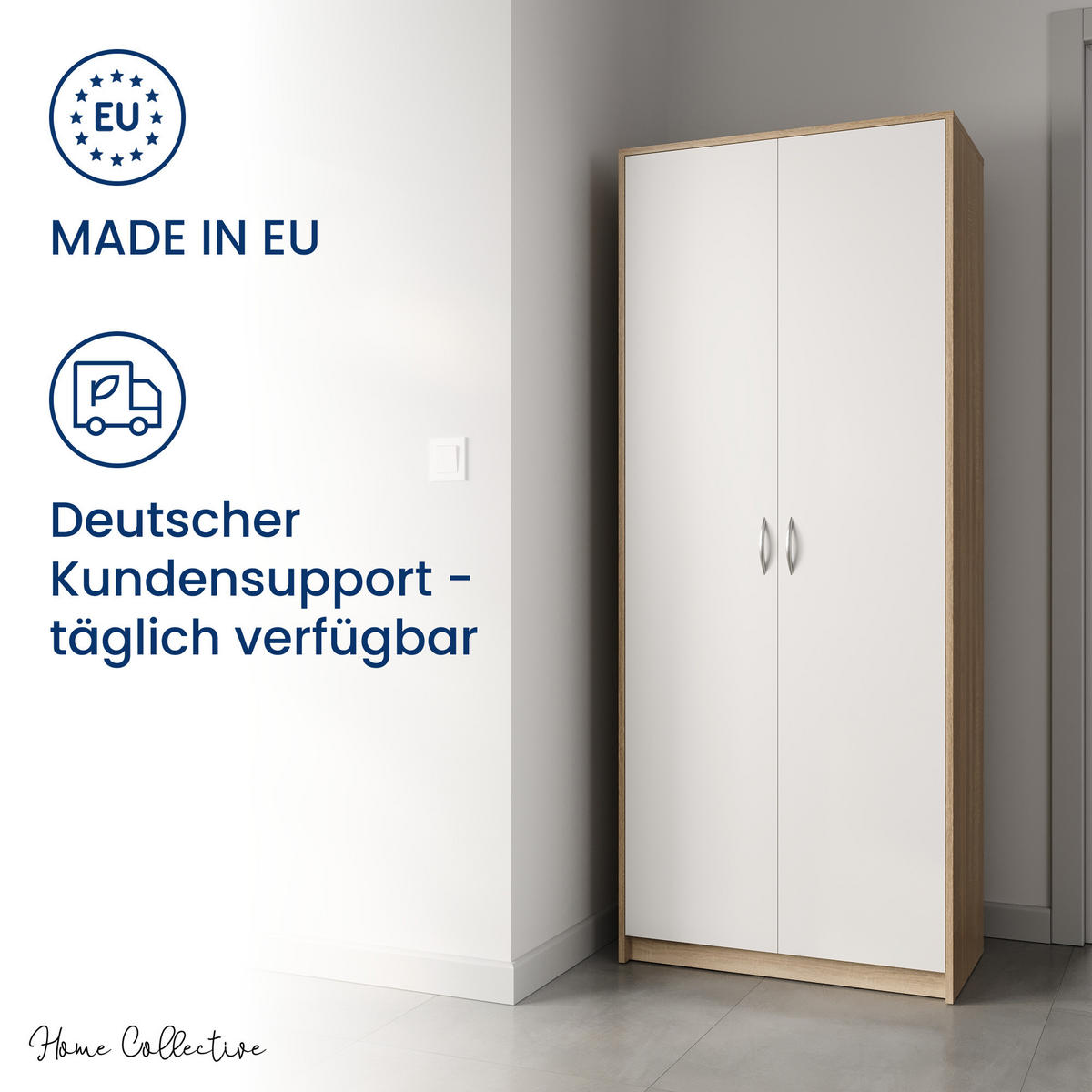 MEHRZWECKSCHRANK mit 5 Fächern und 2 Türen in Sonoma / Weiß - Weiß/Sonoma Eiche, Holzwerkstoff (74/180/35cm) - Home Collective