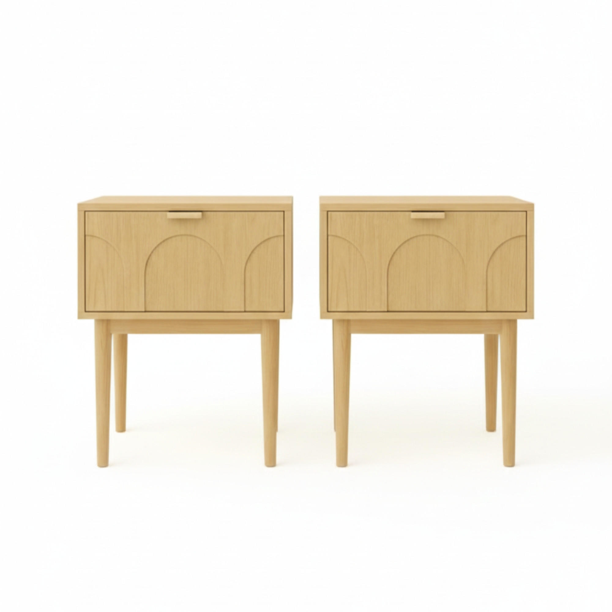 NACHTTISCH 2er-Set Nolan aus Eiche skandinavischen - Beige, Holz (38/55/45cm) - Sicaan