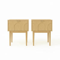NACHTTISCH 2er-Set Nolan aus Eiche skandinavischen - Beige, Holz (38/55/45cm) - Sicaan