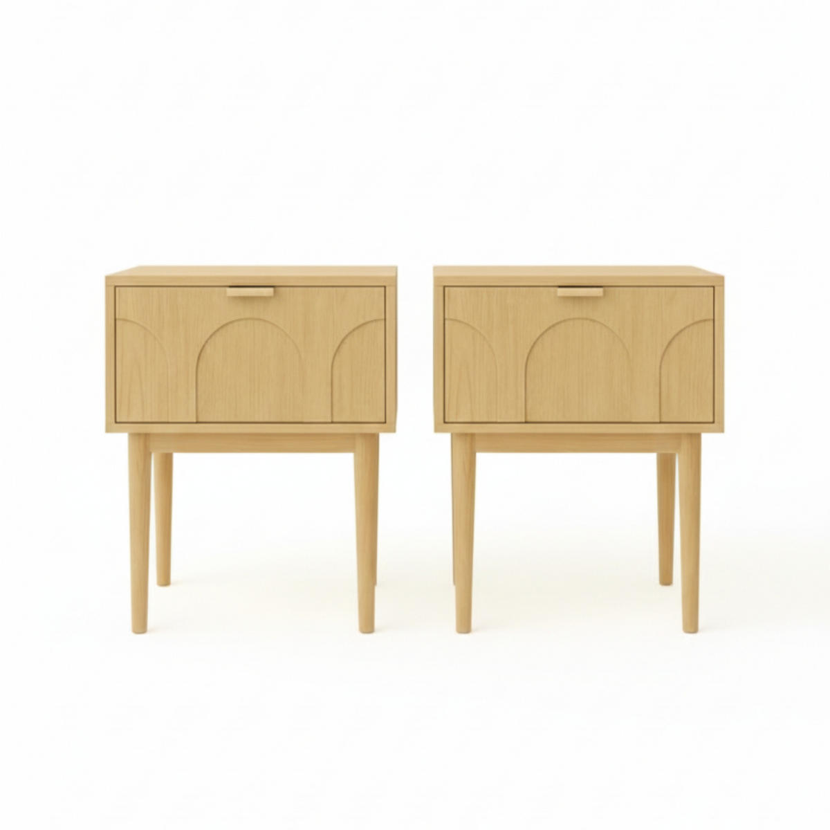 NACHTTISCH 2er-Set Nolan aus Eiche skandinavischen - Beige, Holz (38/55/45cm) - Sicaan