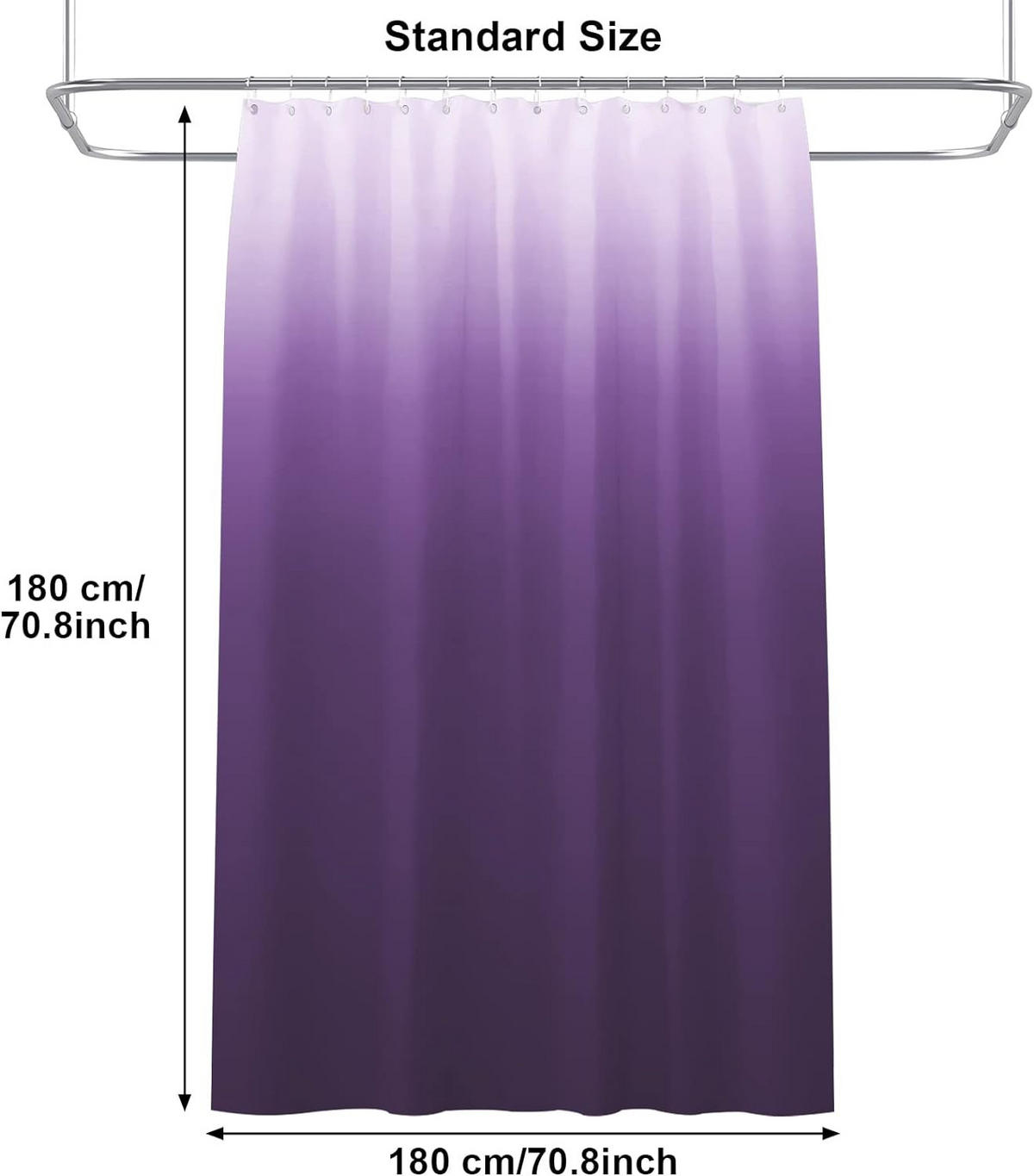 DUSCHVORHANG Violett dick mit Haken Badezimmer - Lila, Textil (180/180cm) - MCBOSON