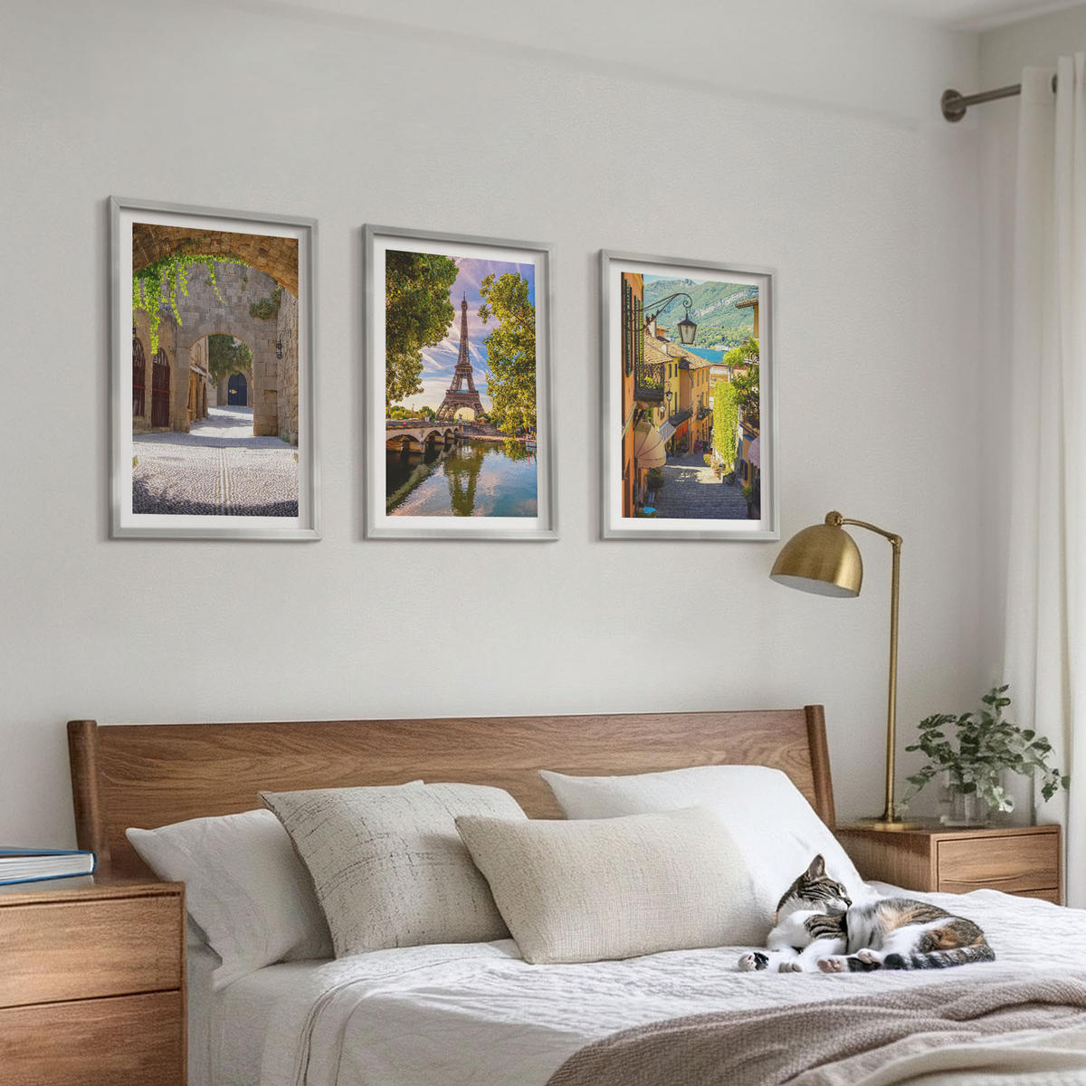 BILDER SET 3er Set - 40x60 cm Silberner Rahmen - Straßen der Eiffel-Architektur - Silberfarben, Kunststoff (40/60cm) - TULUP