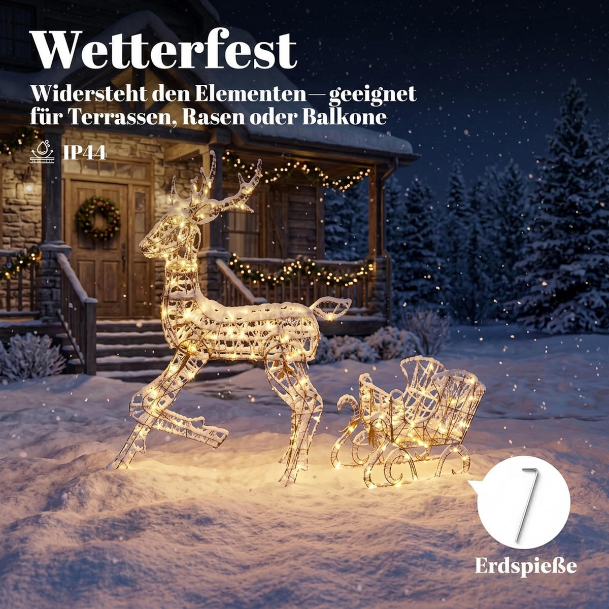 WEIHNACHTSFIGUR 2er Set Metall Polyrattan Braun - Braun, Metall (32/120/82cm) - Outsunny
