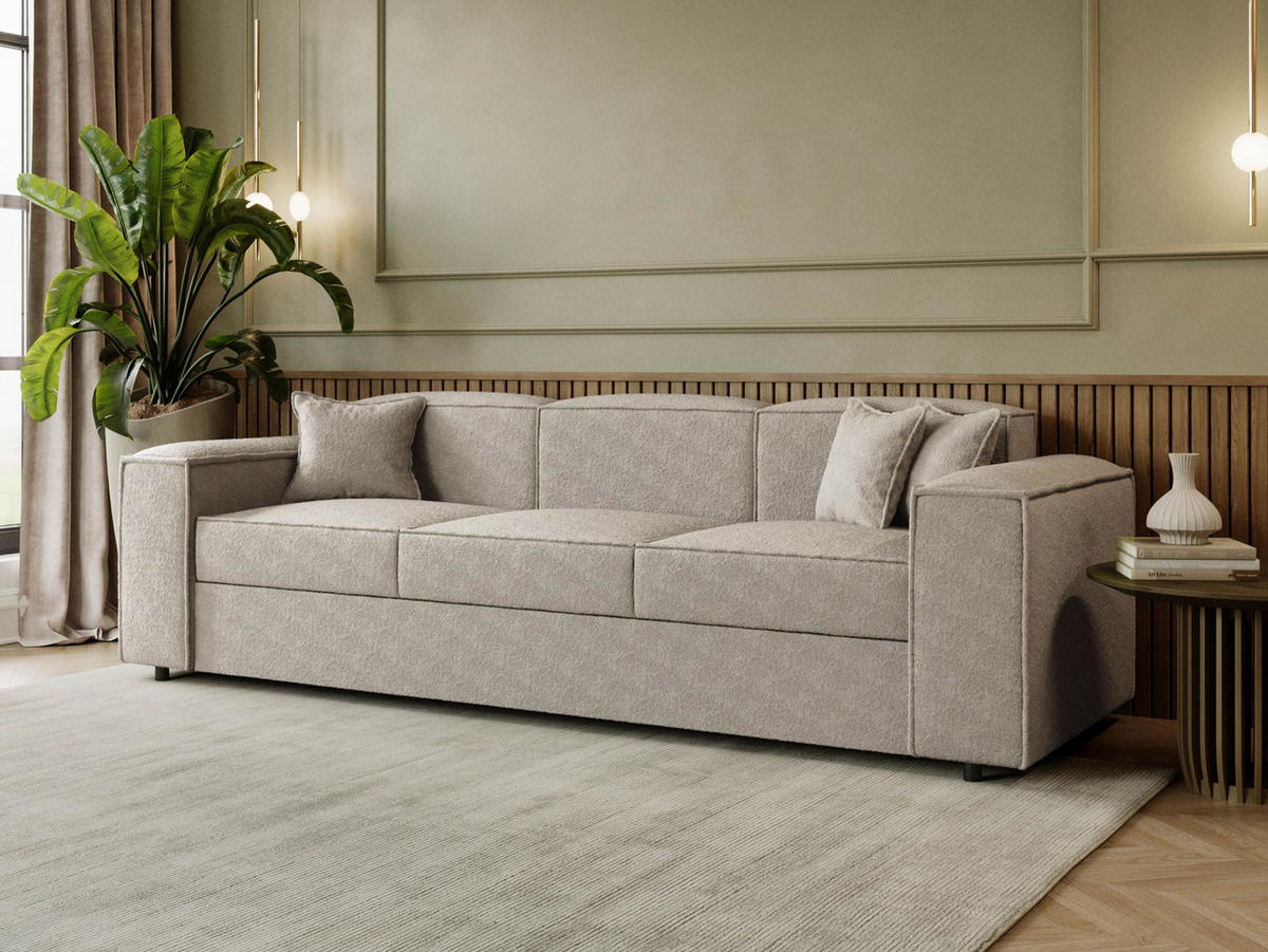 SCHLAFSOFA Santos Boucle - Beige/Schwarz, Holzwerkstoff/Kunststoff (252/79/88cm) - MIRJAN24