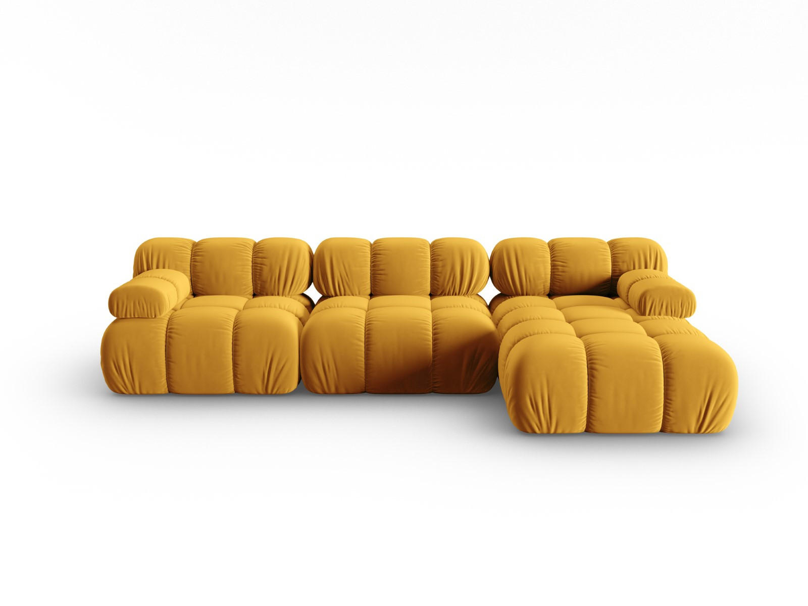 MODULARES-ECKSOFA rechts Bellis aus Samt gelb 4 Sitzplätze - Gelb, Textil (122/285cm) - Micadoni