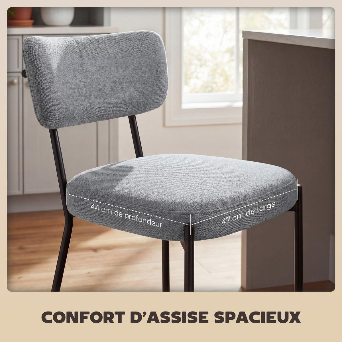 BARHOCKER 2er-Set DE-14821 gepolstert mit gebogener Rückenlehne Grau - Hellgrau, Metall (49/93/53cm) - ComfortXL