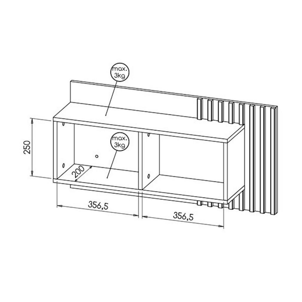 Thumbnail - Feldmann-Wohnen Wandregal, Braun, Schwarz, Holz, 2 Fächer, Rechteckig, 90x46x21 cm, Wohnzimmer, Regale, Wandregale