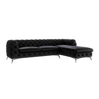 ECKSOFA Chesterfield Laura Schwarz Samt - Silberfarben/Schwarz, Holz/Textil (305/200cm) - S-Style Möbel