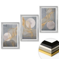 WANDBILDER 3er Set - 40x60 cm Silberner Rahmen - Abstrakte Muster Wellen Kreise - Silberfarben, Kunststoff (40/60cm) - ArtPrintCave