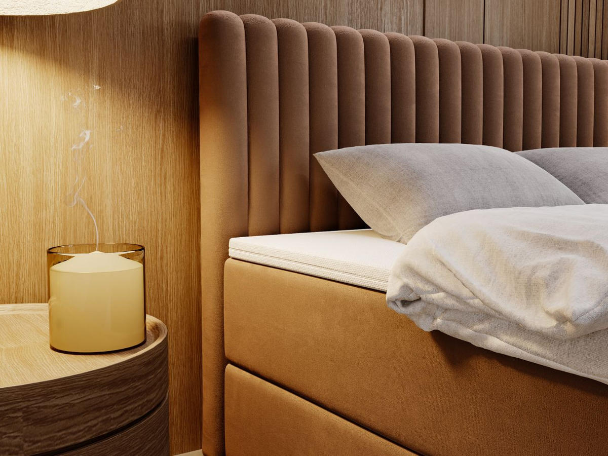 BOXBETT Marbella 200x200 Braun - Braun, Holz/Textil (200/200cm) - Graingold