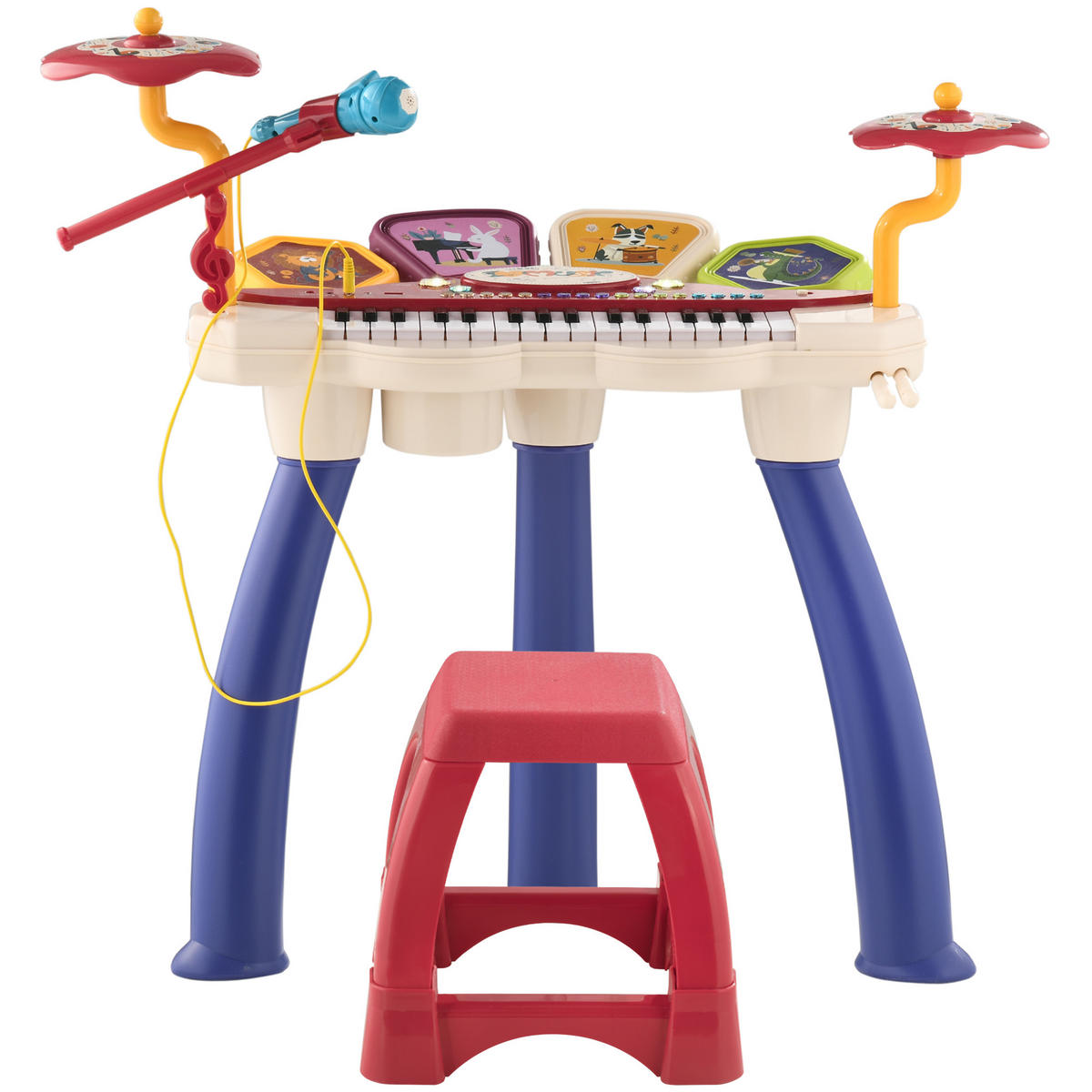 MUSIK-SET DE-18643 2-in-1 Piano & Schlagzeug mit Mikrofon - Multicolor, Kunststoff (32.2/71/74cm) - ComfortXL