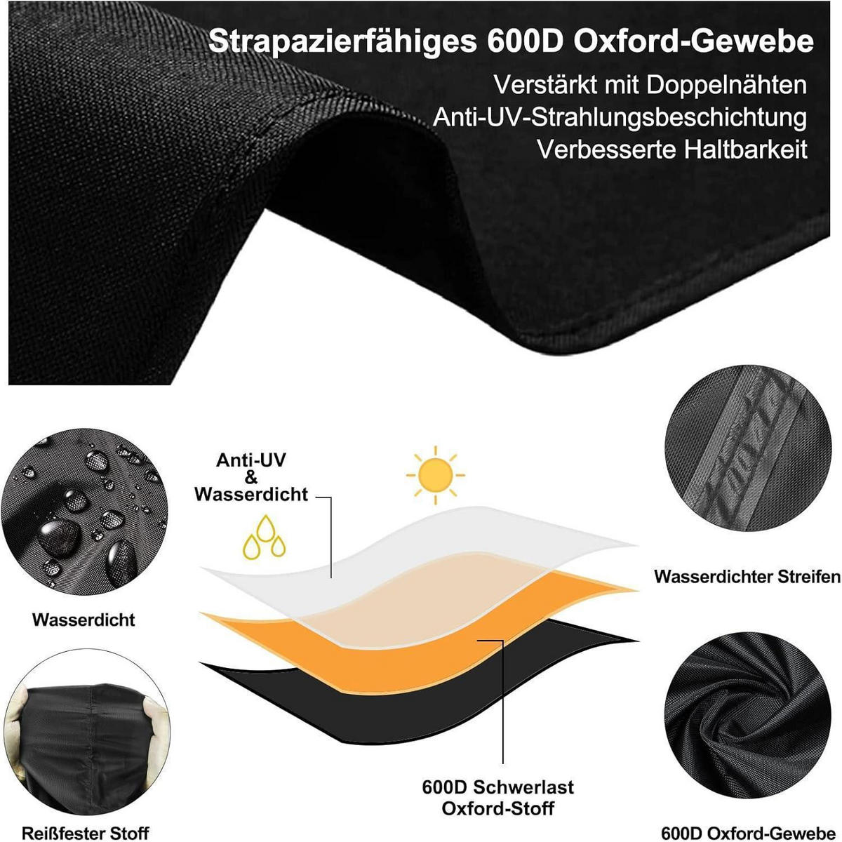 AUFLAGENTASCHE 80 x 80 x 60 cm Wasserdicht Oxford 600D - Schwarz, Textil (80/60/59.9cm)