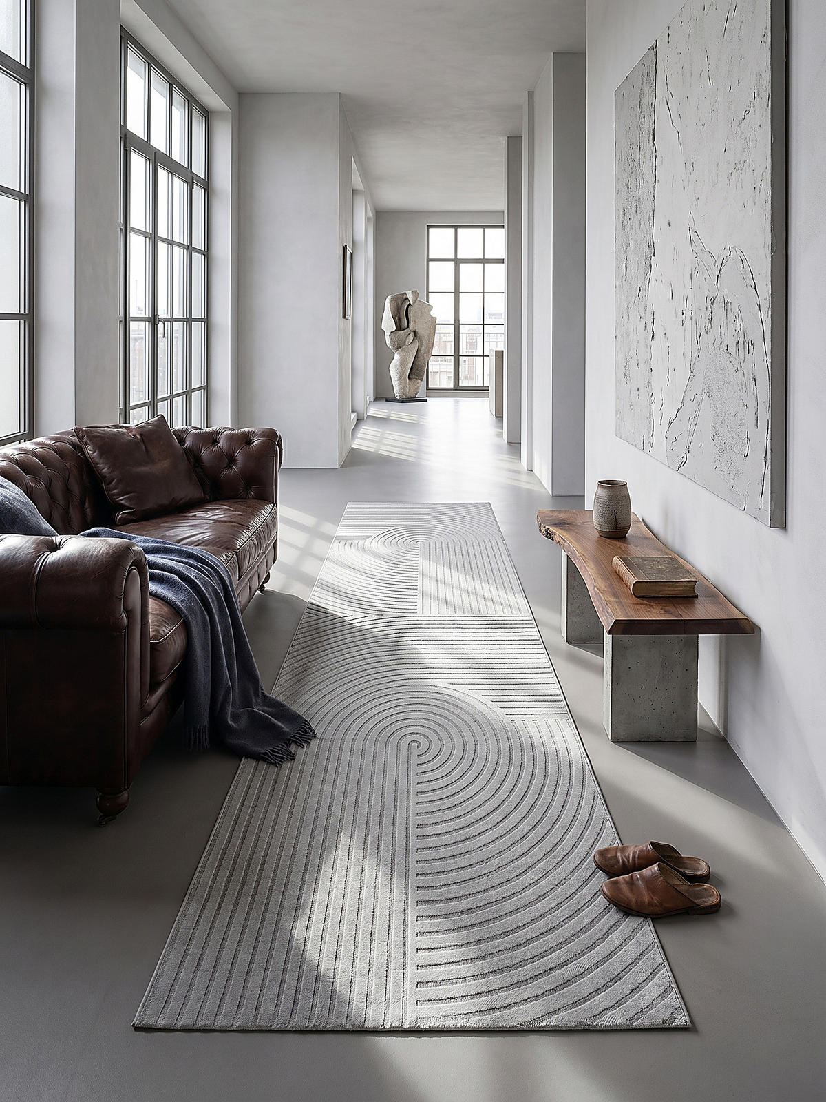 TEPPICHLÄUFER Geometrisch ERESMA Polyester Grau 80 x 150 cm - Grau, Textil (80/150cm) - KADIMA DESIGN