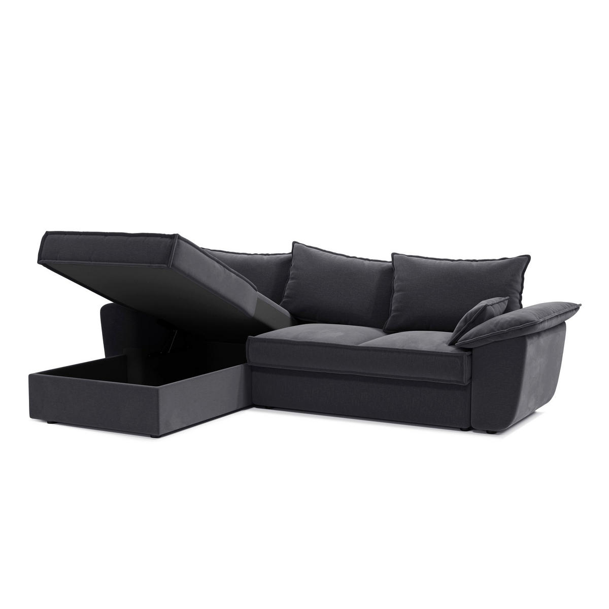 ECKSOFA LINKS Samtstoff Graphitgrau 257cm - Graphitfarben/Grau, Textil (168/257cm) - Sia Home
