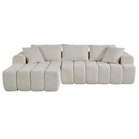 ECKSOFA L-Form 3-Sitzer in Weiß aus Samt mit linker Chaiselongue - Weiß, Textil (250/160cm) - CHICFURN