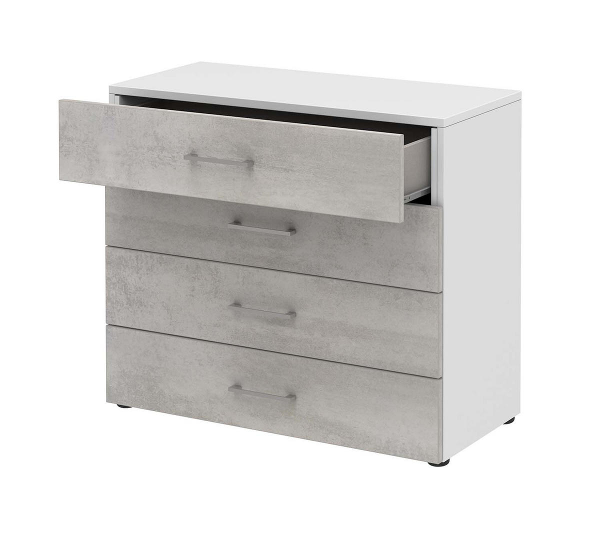 AKTENSCHRANK - 4 Schubkästen - Weiß/Beton - Grau, Holzwerkstoff (80/72/34.4cm) - Röhr