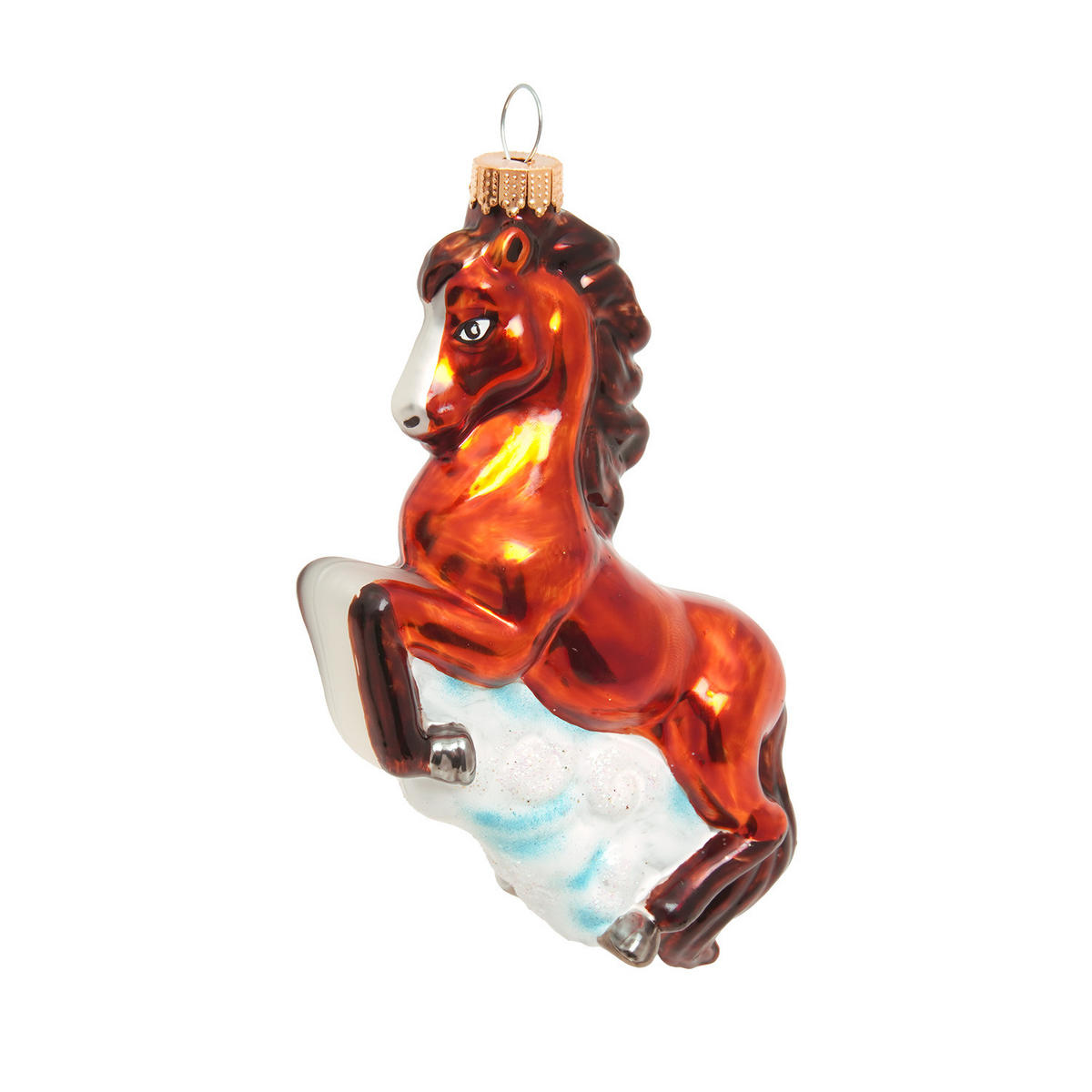 CHRISTBAUMSCHMUCK Feuerpferd Braun 12cm (Glas / 1 Stk.) - Braun, Glas (8/12/3cm) - Krebs Glas Lauscha