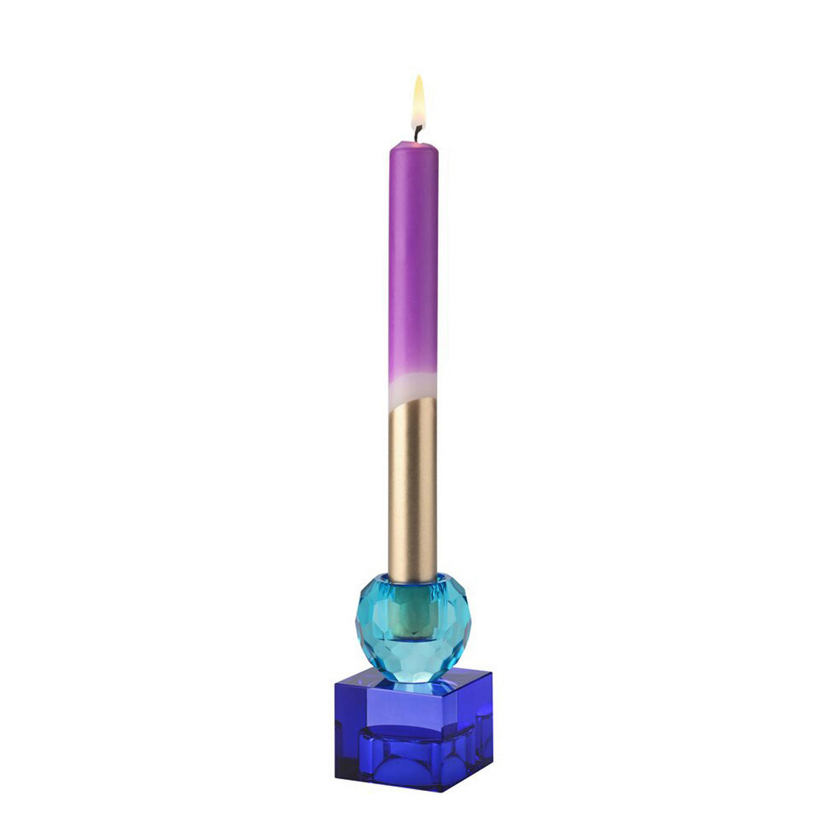 KERZENHALTER Sari Kugel Cube, Glas, Blau / Dunkelblau, H 8 cm - Blau, Glas (6/10/6cm) - Gift Company