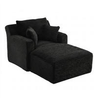 RELAXSESSEL aus Cord Modulare Chaiselongue & ohne Montage - Schwarz, Textil (33/127/33cm) - Urban Meuble