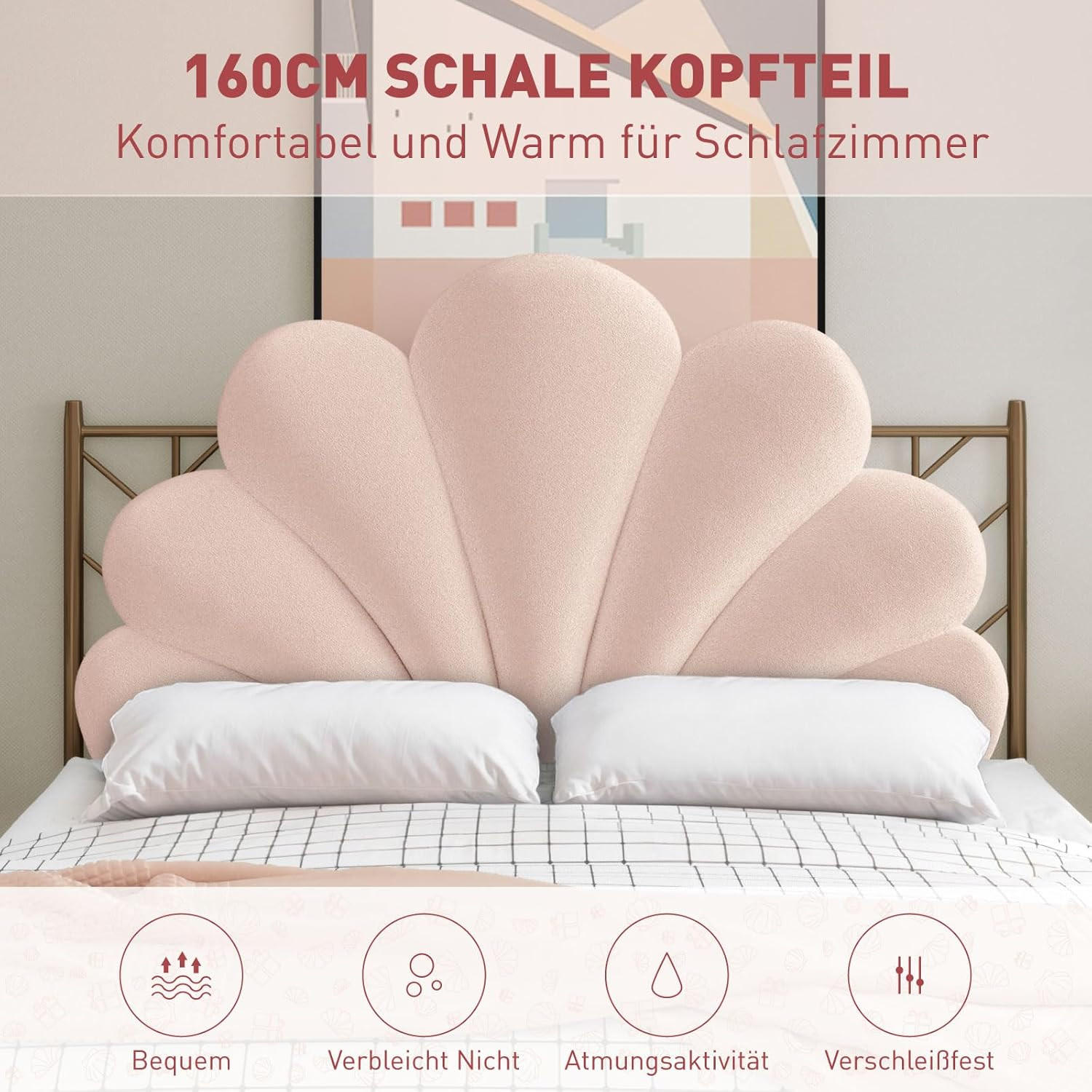 DEKOKISSEN SHELL Rosa - Pink, Textil (90/150cm) - Vercart