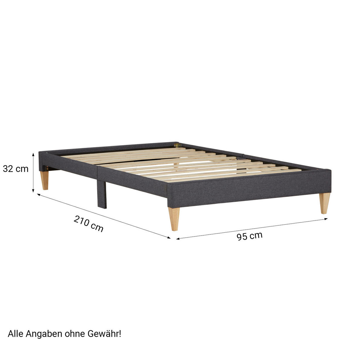 POLSTERBETT mit Lattenrost 90/200 cm in Grau - Grau, Textil (90/200cm) - Homestyle4u