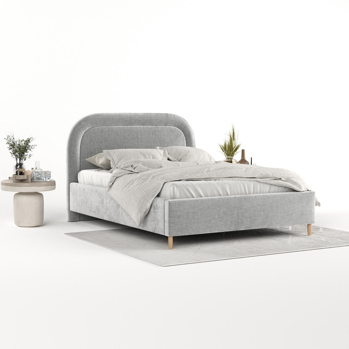 POLSTERBETT Zoya 120/200 cm Hellgrau im Lotta Stoff - Hellgrau/Naturfarben, Holz/Holzwerkstoff (120/200cm) - AltaBeds