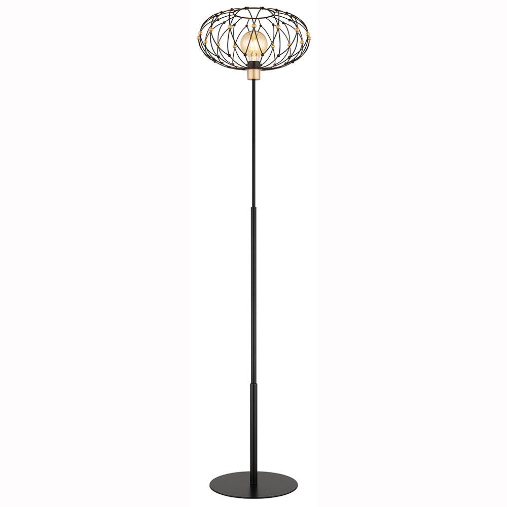 LED STEHLEUCHTE GREYS Schwarz Goldfarben - Schwarz, Metall (40/40/162cm) - Globo Lighting