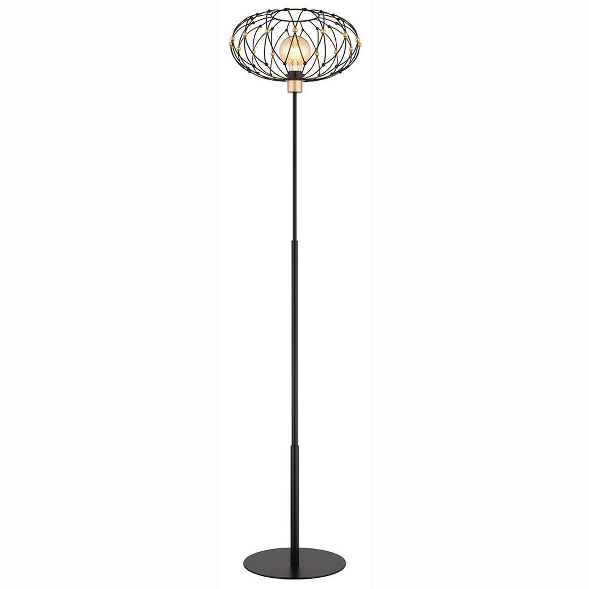 LED STEHLEUCHTE GREYS Schwarz Goldfarben - Schwarz, Metall (40/40/162cm) - Globo Lighting