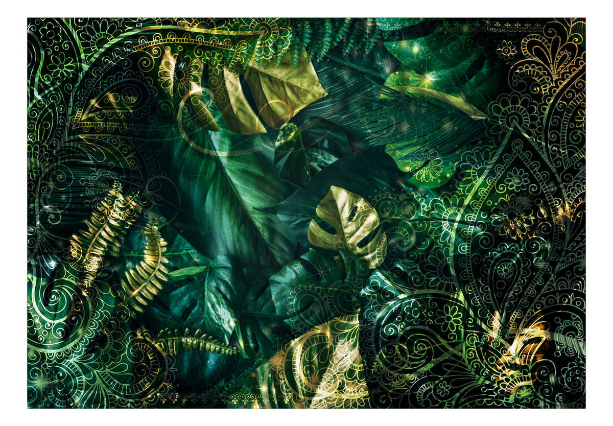 SELBSTKLEBENDE FOTOTAPETE 294/210 cm - Goldfarben/Grün, Kunststoff/Textil (294/1cm) - KUNSTLOFT