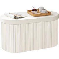 SITZHOCKER mit Deckel Stauraum, 76x38x38 cm, Creme - Creme, Textil (78/38/38cm) - Woltu