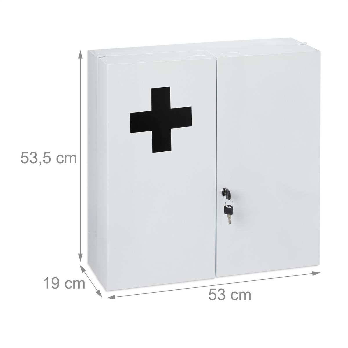 MEDIZINSCHRANK - Weiß, Metall (53/53.5/19cm) - Relaxdays
