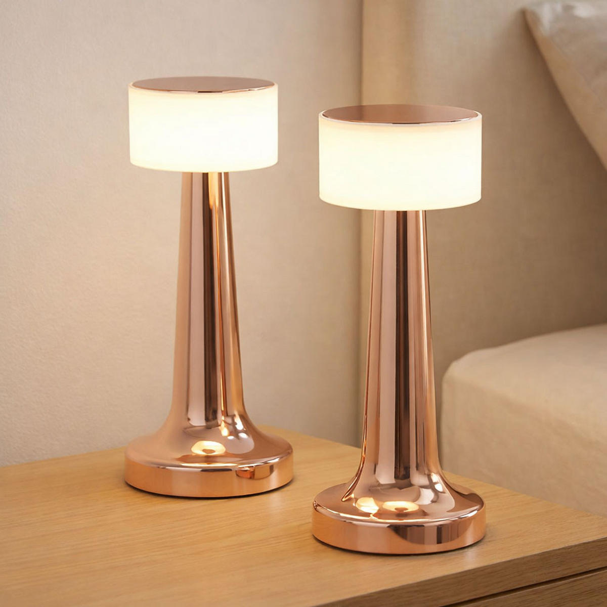 LED TISCHLEUCHTE Angelika Kupfer 2er Set - Kupferfarben, Kunststoff (9.5/9.5/21.5cm) - Globo Lighting