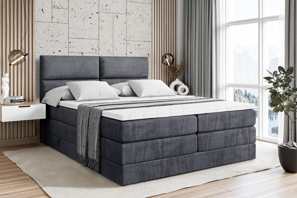 BOXSPRINGBETT BOXI3 KING - 140x200 - H3/H4 - Dunkelgrau - Dunkelgrau, Holzwerkstoff (140/200cm) - ALTDECOR
