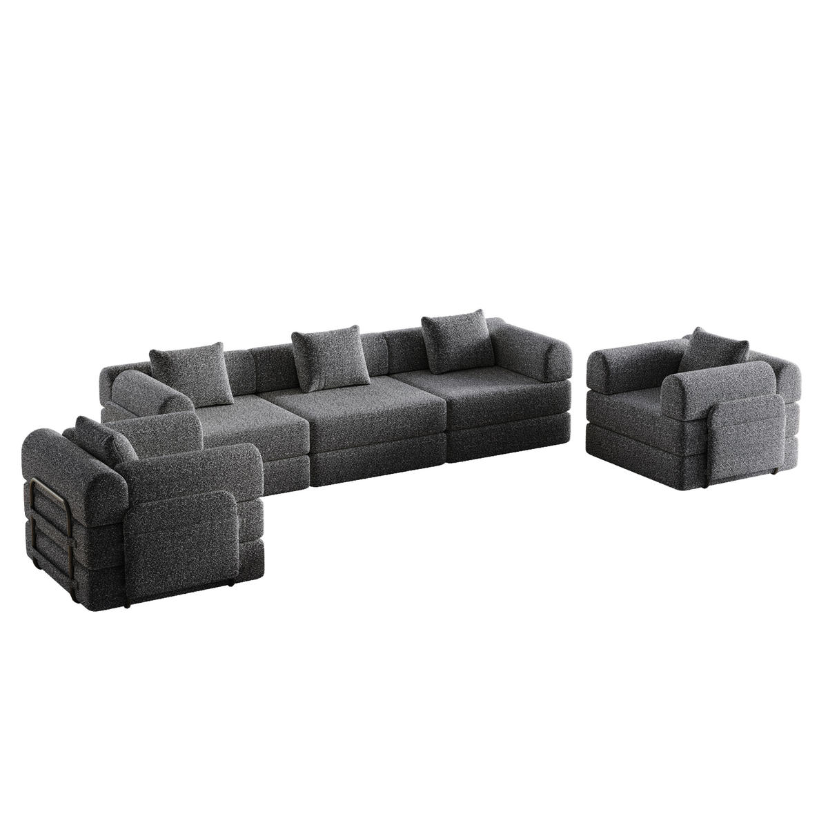 SCHLAFSOFA mit Armlehnen-Ablagefach 2-in-1 Grau Chenille 190/90/45 cm - Grau, Textil (274/69.8/183.8cm) - OKWISH