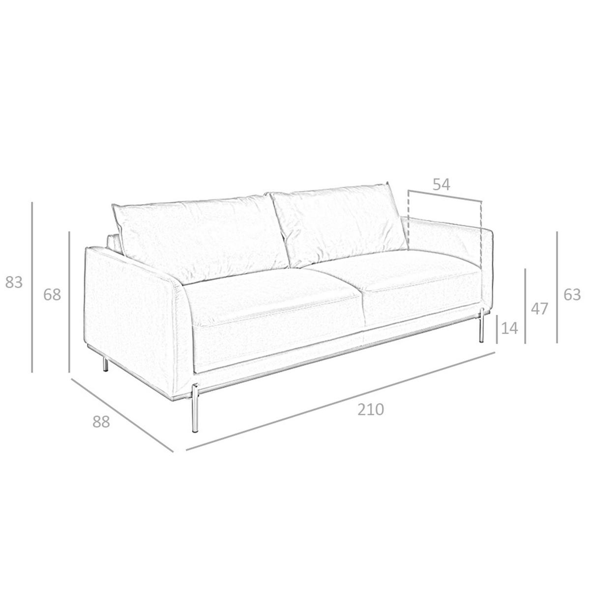 SOFA 3-Sitzer-Sofa aus braunem Leder 210/88/83 cm - Dunkelgrau/Braun, Leder (210/83/88cm) - ANGEL CERDA