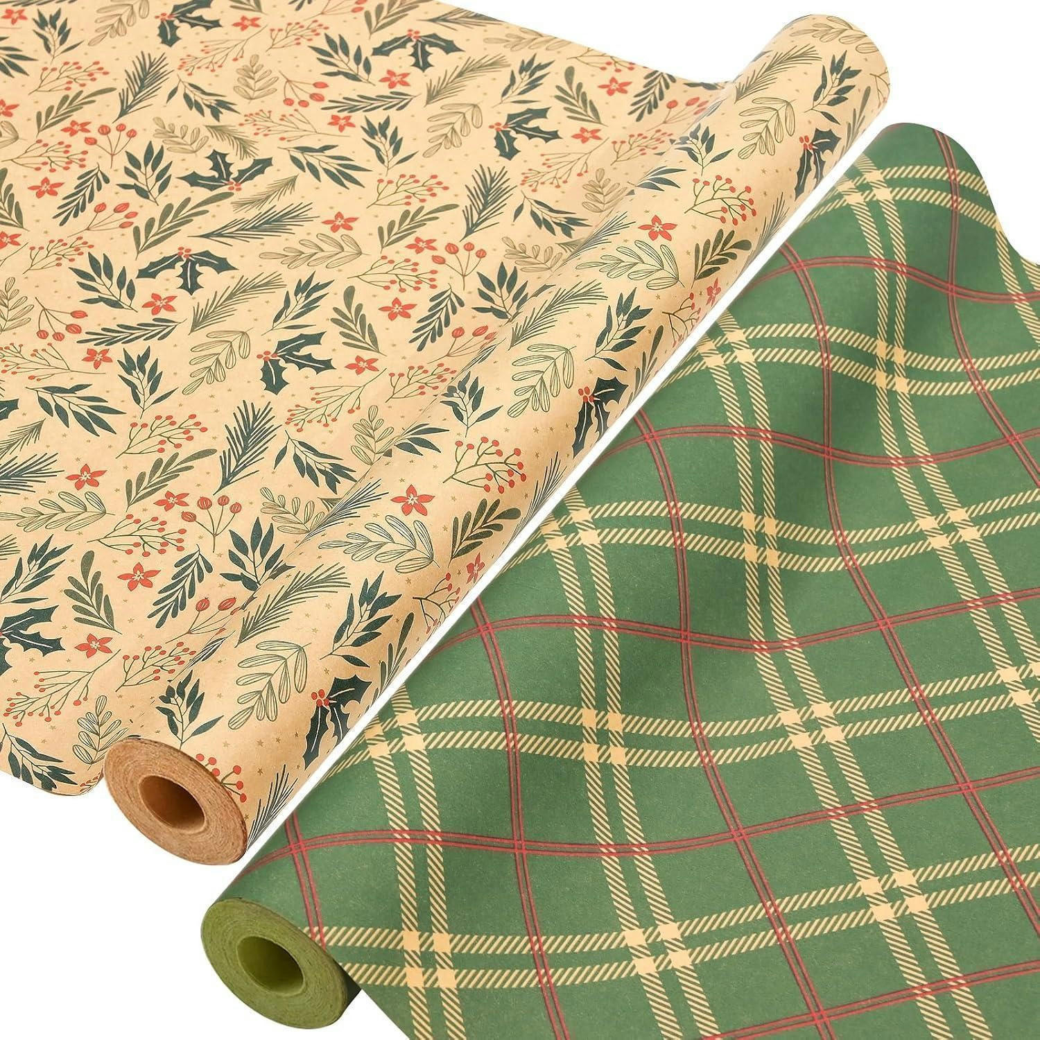 GESCHENKPAPIER 2-teiliges Set 43 cm x 15 m Kraft Vintage Weihnachten - Multicolor, Papier (8/4/43cm)