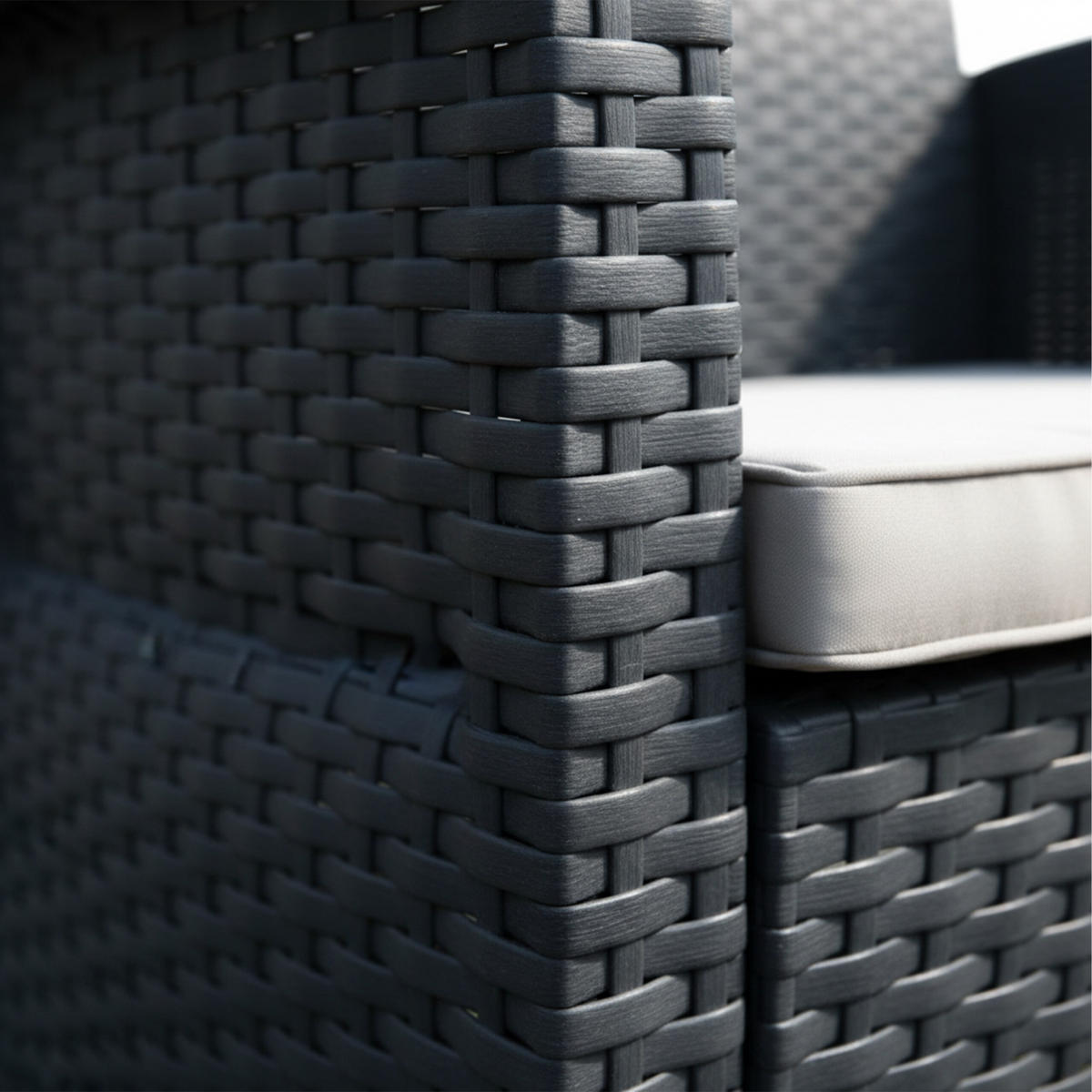 4-TLG.GARTENMÖBEL-SET - Schwarz, Kunststoff/Textil - Relaxdays