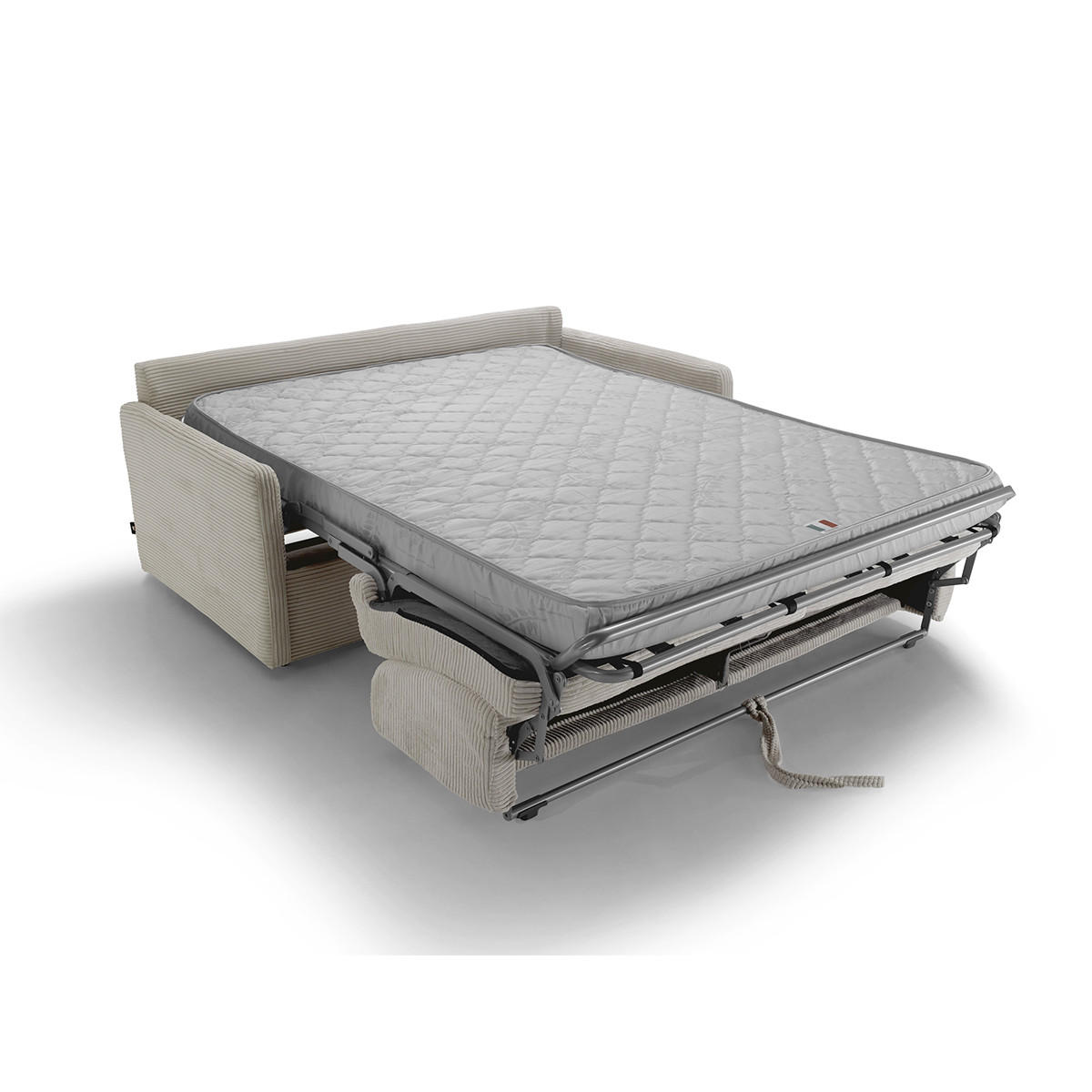 SCHLAFSOFA mit 3 Plätzen aus geripptem Samt, 175 cm lang - Beige, Textil (100/87/175cm) - Calicosy