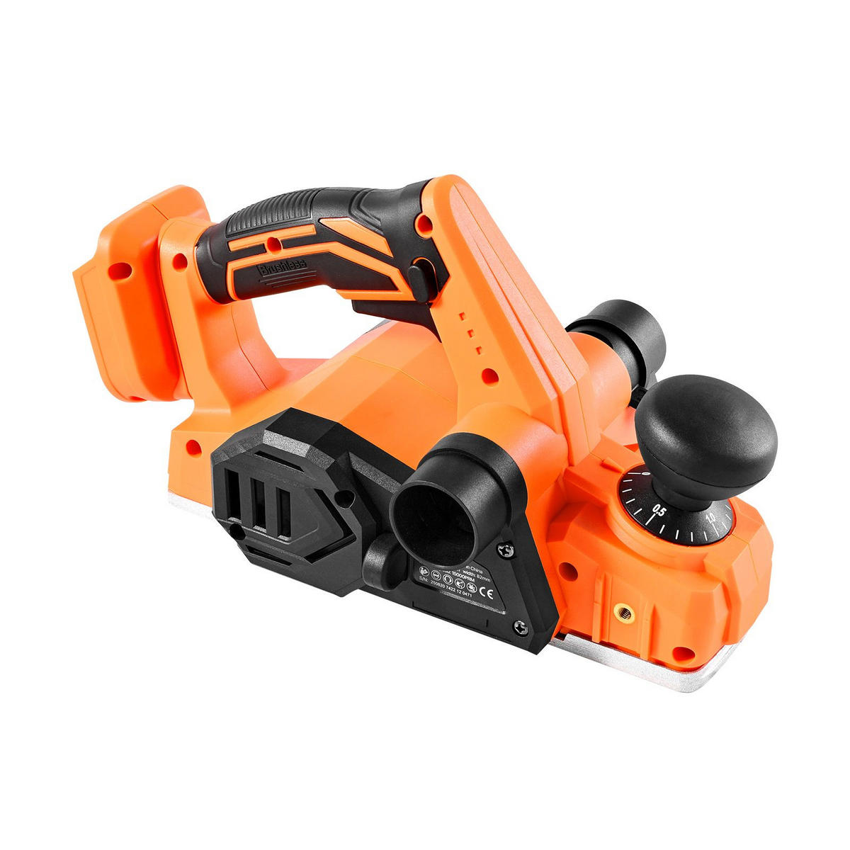 HOBEL Akku-Hobel 82mm 15000U/min Bürstenloser-Motor 18V-Kompatibel Einstellbar - Orange, Metall (10/10/10cm) - Raelunyi