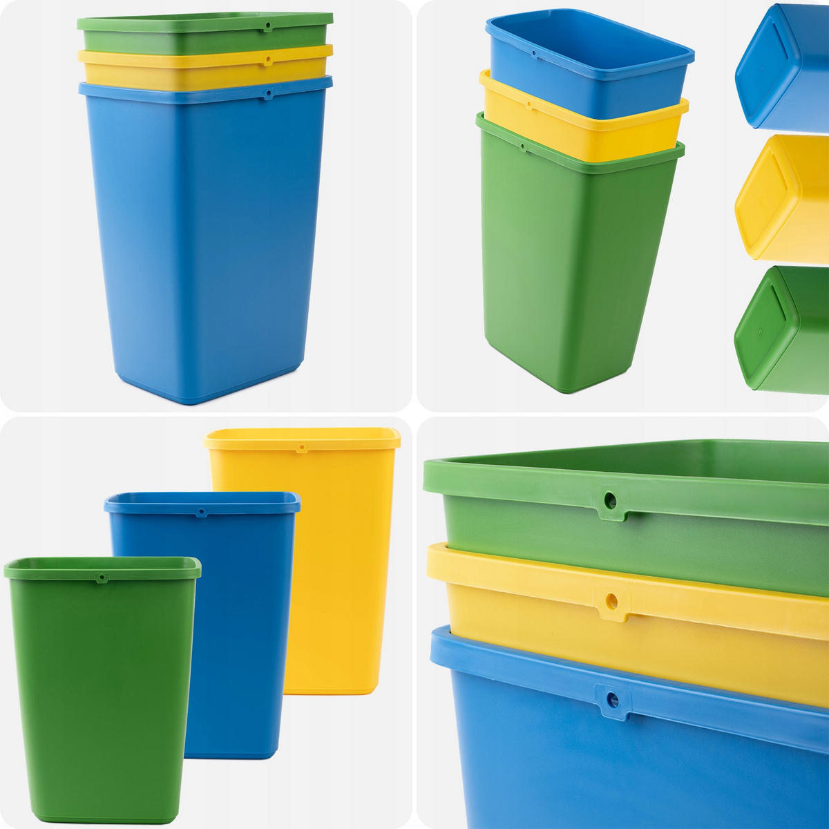 ABFALLBEHÄLTER-SET 3x12L - Blau/Gelb, Kunststoff (18/33cm) - KADAX