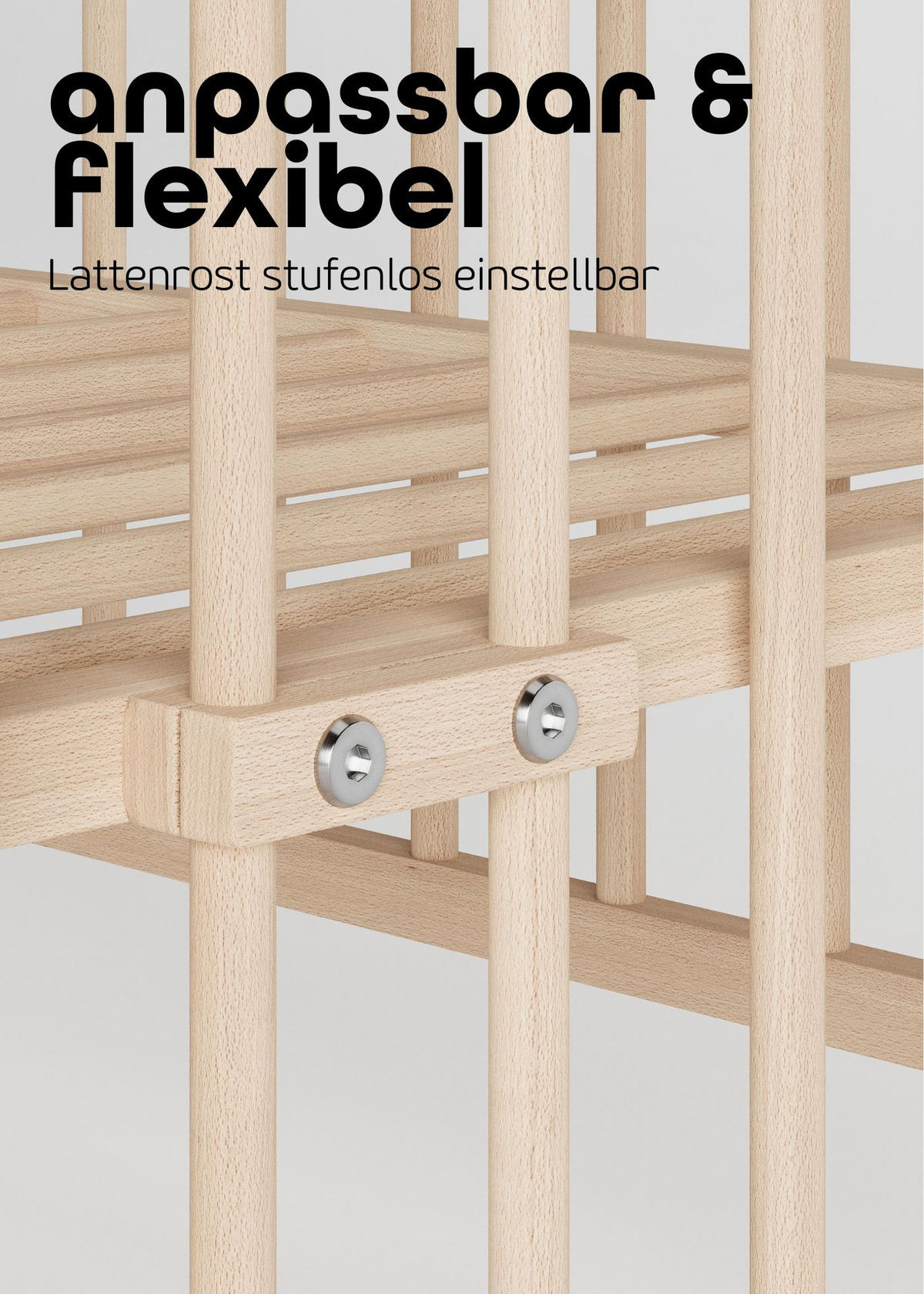 BEISTELLBETT 60x120 cm mit Umbauseite - natur - Dreamy 4 in 1 Bett - Naturfarben, Holz (120/90/60cm) - Sämann – make a difference.