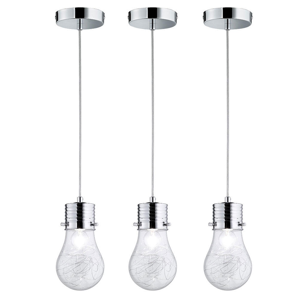 HÄNGELEUCHTE FUTURA Silber Chrom 3er Set - Silberfarben, Glas (12/12/150cm)