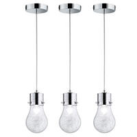 HÄNGELEUCHTE FUTURA Silber Chrom 3er Set - Silberfarben, Glas (12/12/150cm)