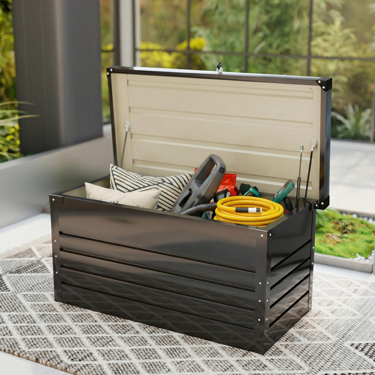 GARTENBOX Verzinkter Stahl Grau - Grau, Metall (61/62/120cm) - Outsunny