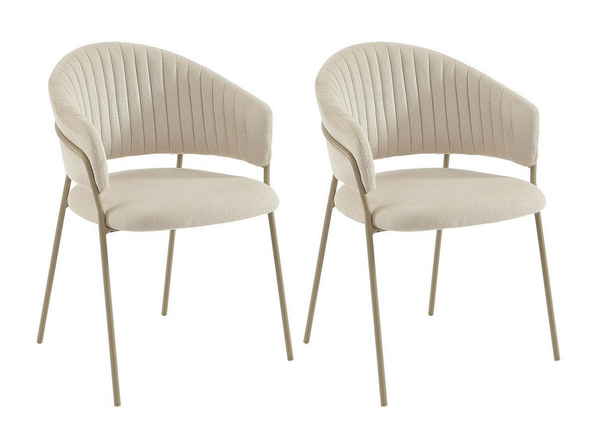 STUHL - 55 cm x 55 cm - Stoff - Beige, Cremefarben - MADOLIA - Beige, Textil (55/81/55cm) - Vente-Unique