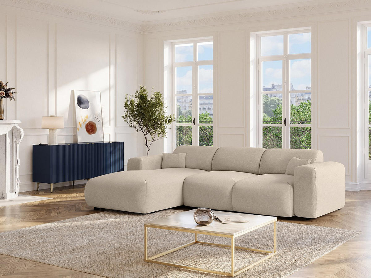 SOFA - 5 Personen - Stoff - Beige POGNI - Beige, Textil (283/77/180cm) - Vente-Unique